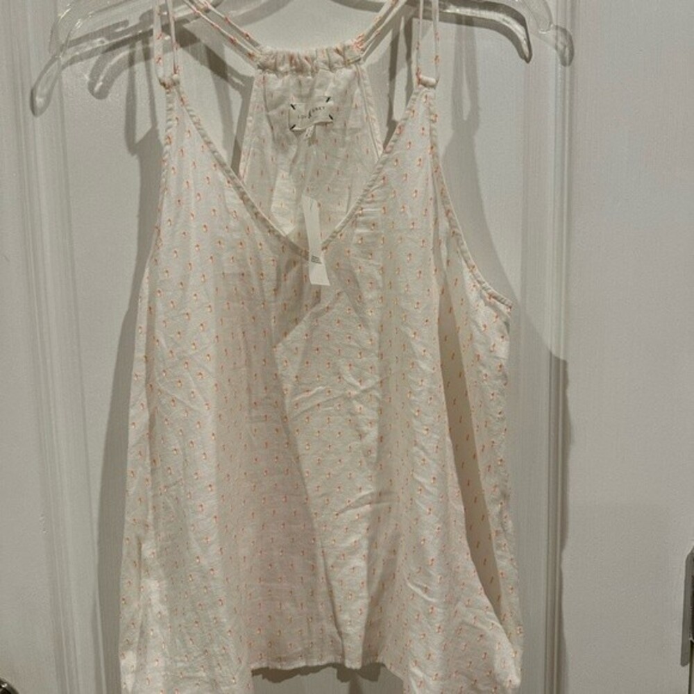 NWT Lou & Gray White Racer Bank Tank Top Cotton Size Small